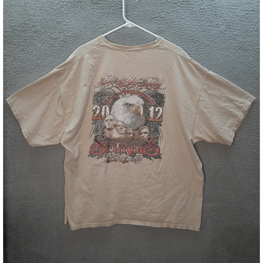 Gildan Shirt Adult 3XL XXXL Tan Sturgis Bald Eagle Biker Motorcycle Thrashed Tee